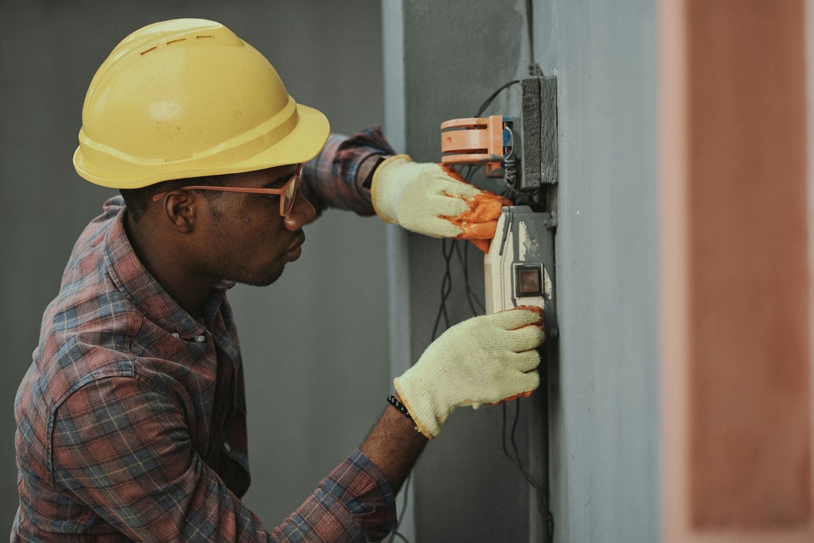 Field technician servicing equipment